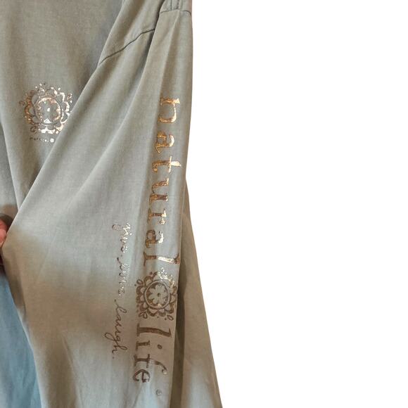 Natural Life Womens Pineapple Life Long Sleeve Tee Size XL Sage Green - Picture 3 of 4
